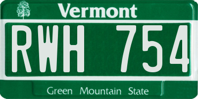 VT license plate RWH754