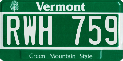 VT license plate RWH759