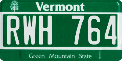 VT license plate RWH764
