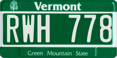 VT license plate RWH778