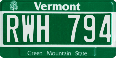 VT license plate RWH794