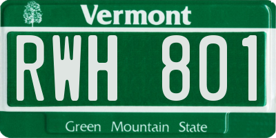 VT license plate RWH801