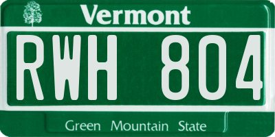 VT license plate RWH804