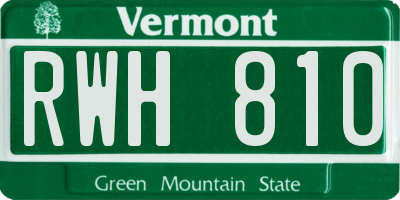 VT license plate RWH810