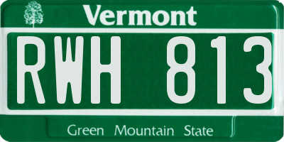 VT license plate RWH813