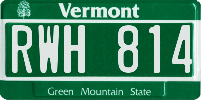 VT license plate RWH814