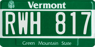 VT license plate RWH817