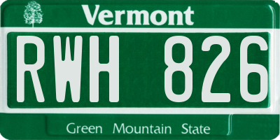 VT license plate RWH826