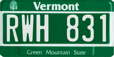 VT license plate RWH831