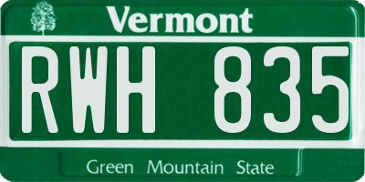 VT license plate RWH835