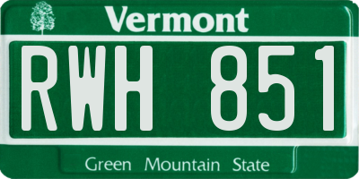 VT license plate RWH851