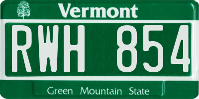 VT license plate RWH854