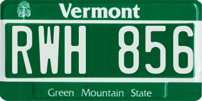 VT license plate RWH856