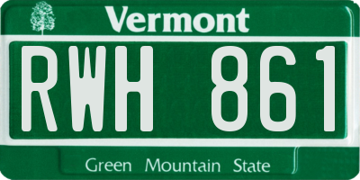 VT license plate RWH861