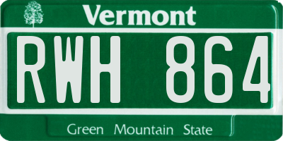 VT license plate RWH864