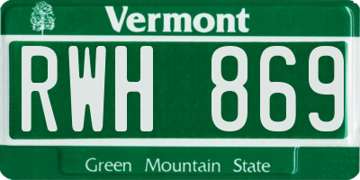 VT license plate RWH869