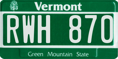 VT license plate RWH870