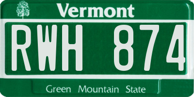 VT license plate RWH874