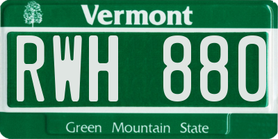 VT license plate RWH880