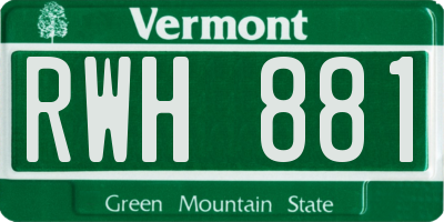 VT license plate RWH881
