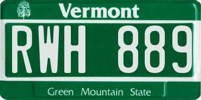 VT license plate RWH889