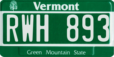 VT license plate RWH893