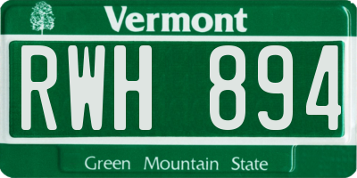 VT license plate RWH894