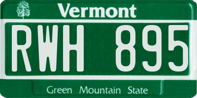 VT license plate RWH895
