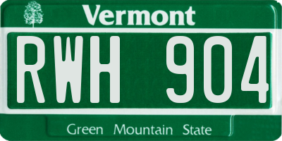 VT license plate RWH904