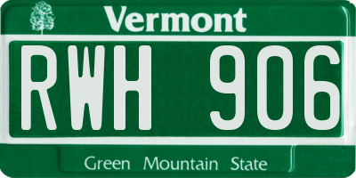 VT license plate RWH906