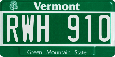 VT license plate RWH910