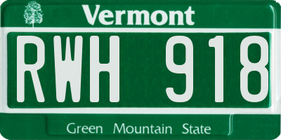 VT license plate RWH918