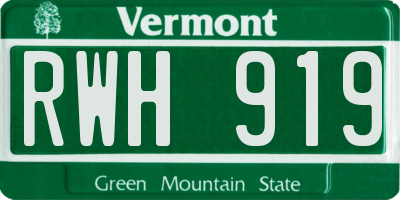 VT license plate RWH919