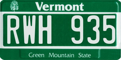 VT license plate RWH935