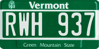 VT license plate RWH937