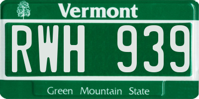 VT license plate RWH939