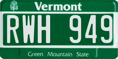 VT license plate RWH949