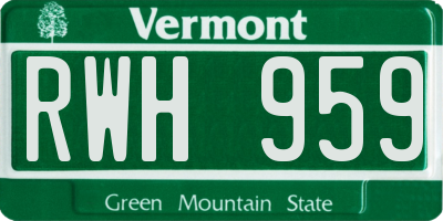 VT license plate RWH959