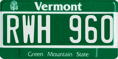 VT license plate RWH960