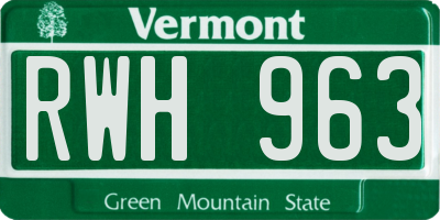 VT license plate RWH963