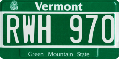 VT license plate RWH970