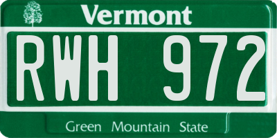 VT license plate RWH972