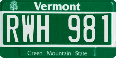 VT license plate RWH981