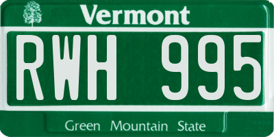 VT license plate RWH995