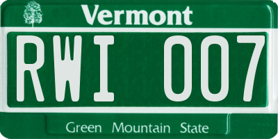 VT license plate RWI007