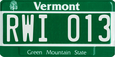 VT license plate RWI013