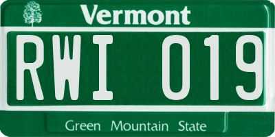VT license plate RWI019