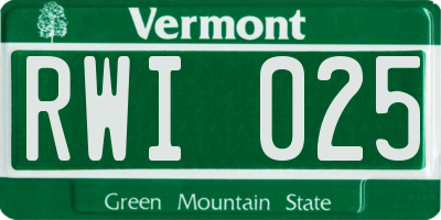 VT license plate RWI025