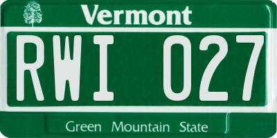 VT license plate RWI027