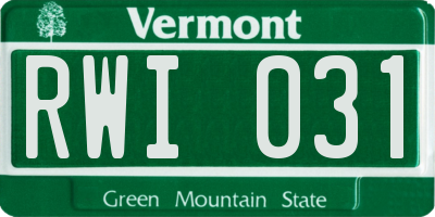 VT license plate RWI031
